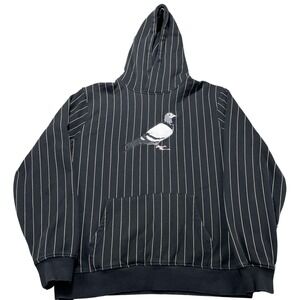 Staple Hoodie Mens Large Black Pinstripe Pigeon Fleece Pullover Sweatshirt